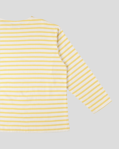 【30% OFF】tsuzuli｜BSQ BOAT NECK LONG SLEEVE (WHITE/YELLOW)
