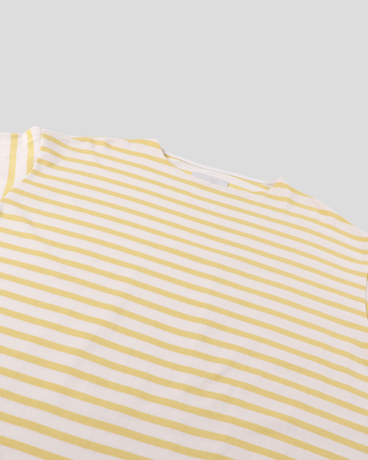 【30% OFF】tsuzuli｜BSQ BOAT NECK LONG SLEEVE (WHITE/YELLOW)