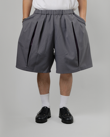 UNTRACE｜_263 KNEE SHORTS (CHARCOAL / DEEP PURPLE)