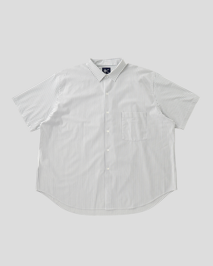【40% OFF】KANEMASA PHIL. 2024SS｜46G Atmosphere Stripe SS Shirt (WHITE NAVY)