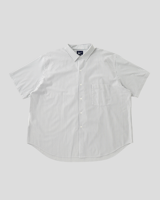 【40% OFF】KANEMASA PHIL. 2024SS｜46G Atmosphere Stripe SS Shirt (WHITE NAVY)