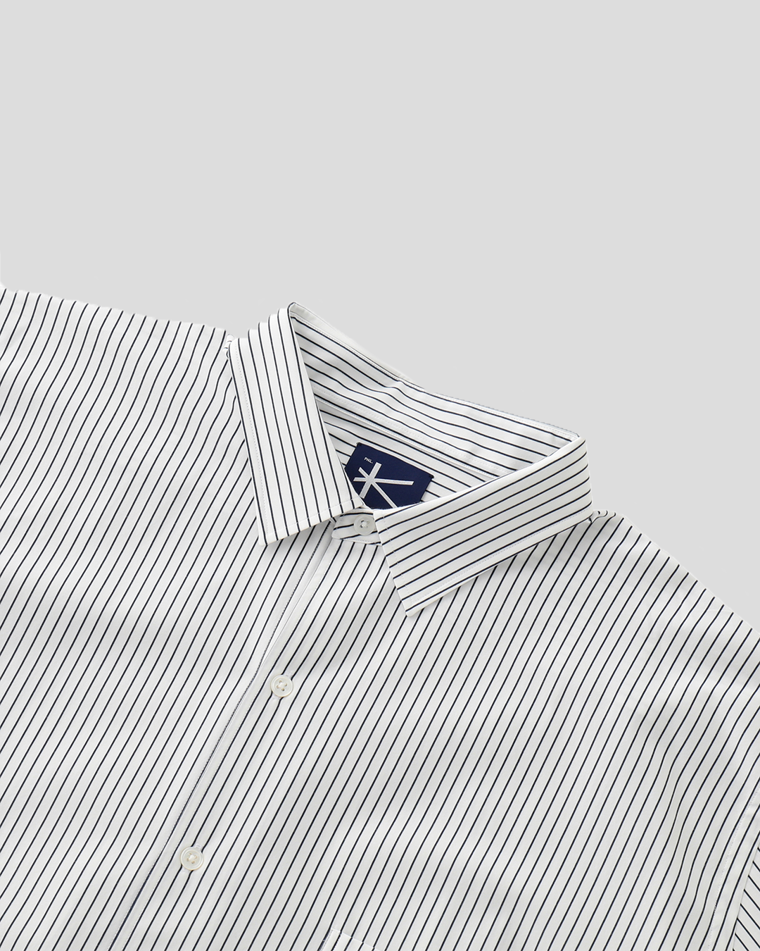 【40% OFF】KANEMASA PHIL. 2024SS｜46G Atmosphere Stripe SS Shirt (WHITE NAVY)