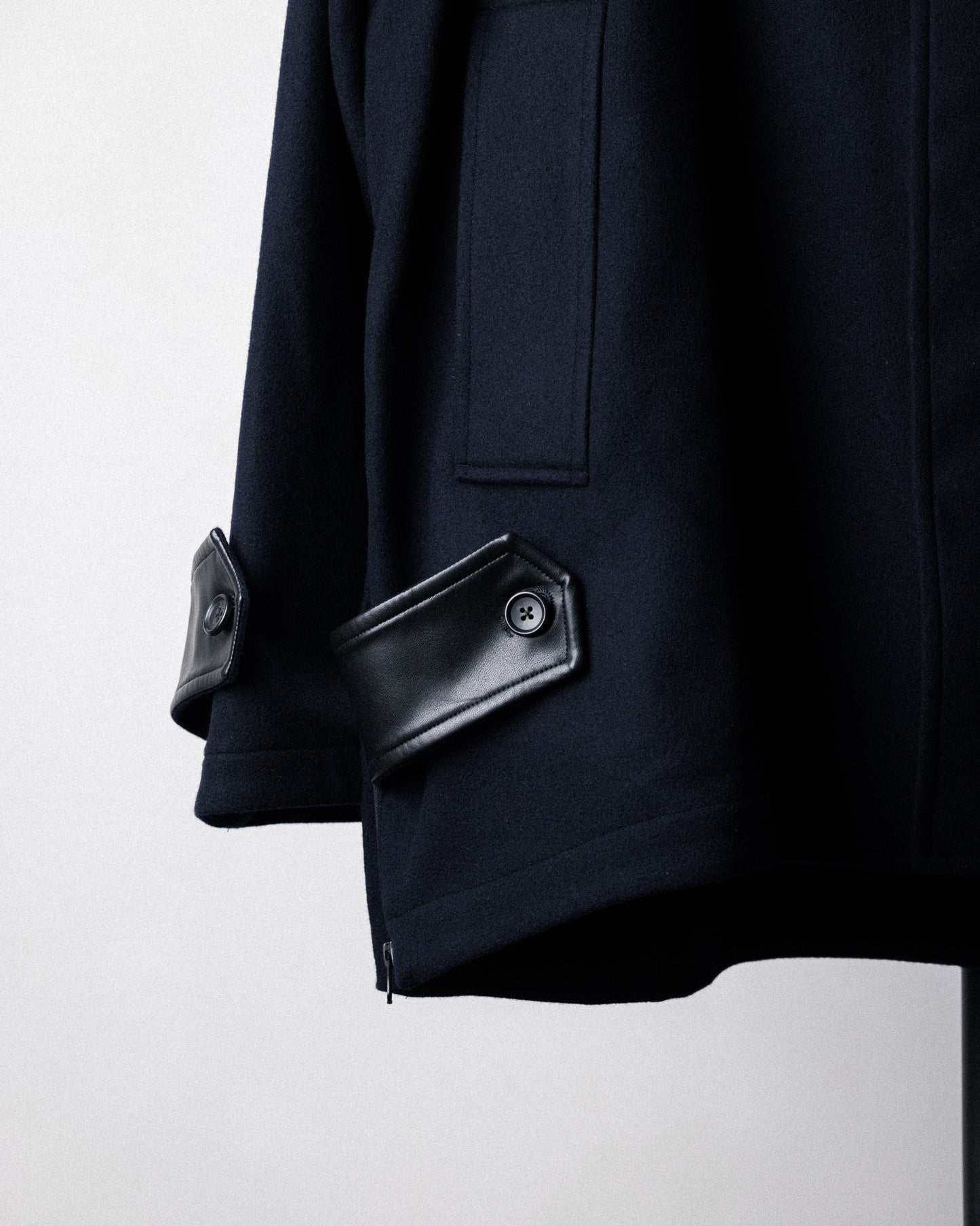 UNTRACE 2024AW｜LAMBS WOOL MELTON TRNECH JACKET (DARK NAVY)