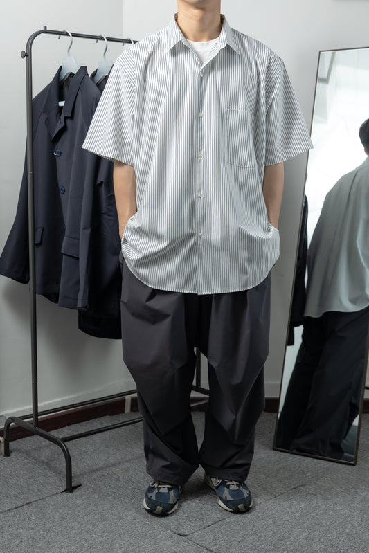 【40% OFF】KANEMASA PHIL. 2024SS｜46G Atmosphere Stripe SS Shirt (WHITE NAVY) - IKKOKU SHOP