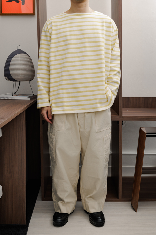 tsuzuli｜BSQ BOAT NECK LONG SLEEVE (WHITE/YELLOW)