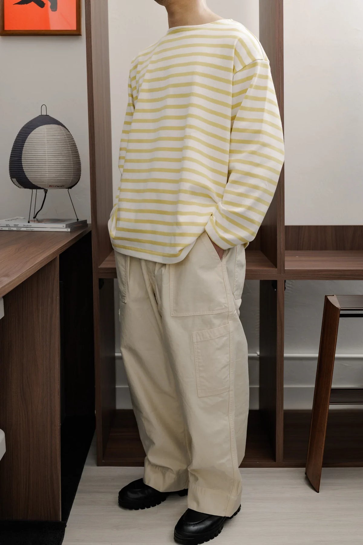 tsuzuli｜BSQ BOAT NECK LONG SLEEVE (WHITE/YELLOW)