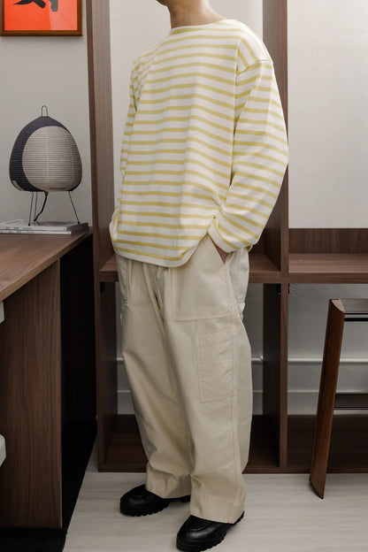 tsuzuli｜BSQ BOAT NECK LONG SLEEVE (WHITE/YELLOW)