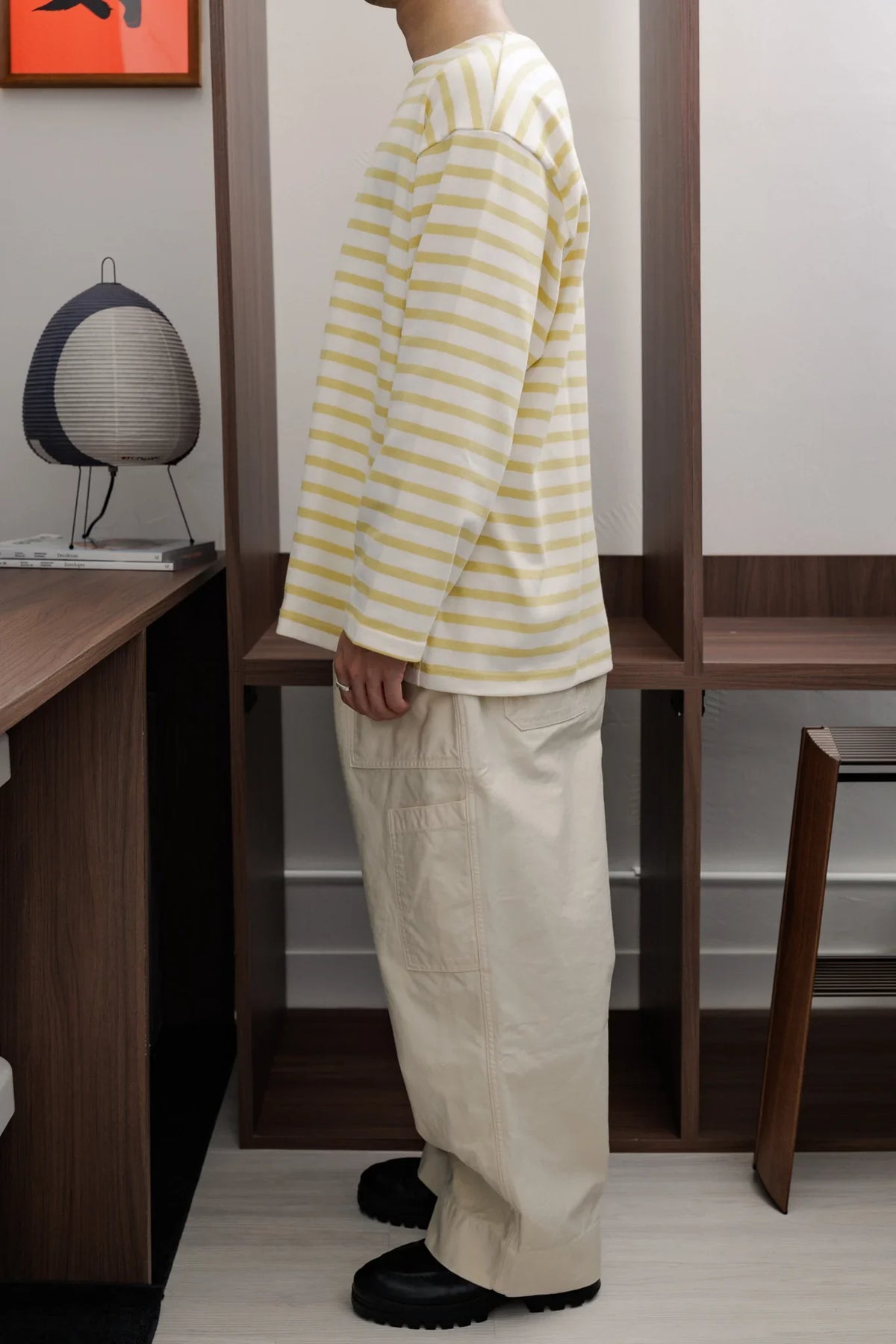 tsuzuli｜BSQ BOAT NECK LONG SLEEVE (WHITE/YELLOW)