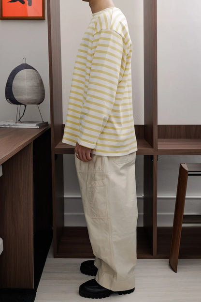 tsuzuli｜BSQ BOAT NECK LONG SLEEVE (WHITE/YELLOW)