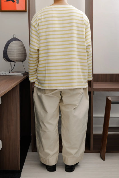 tsuzuli｜BSQ BOAT NECK LONG SLEEVE (WHITE/YELLOW)