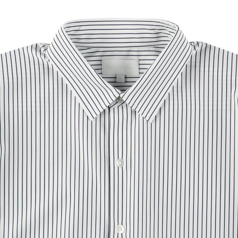 KANEMASA PHIL.｜46Gアトモスフィアストライプシャツ(WHITE NAVY)