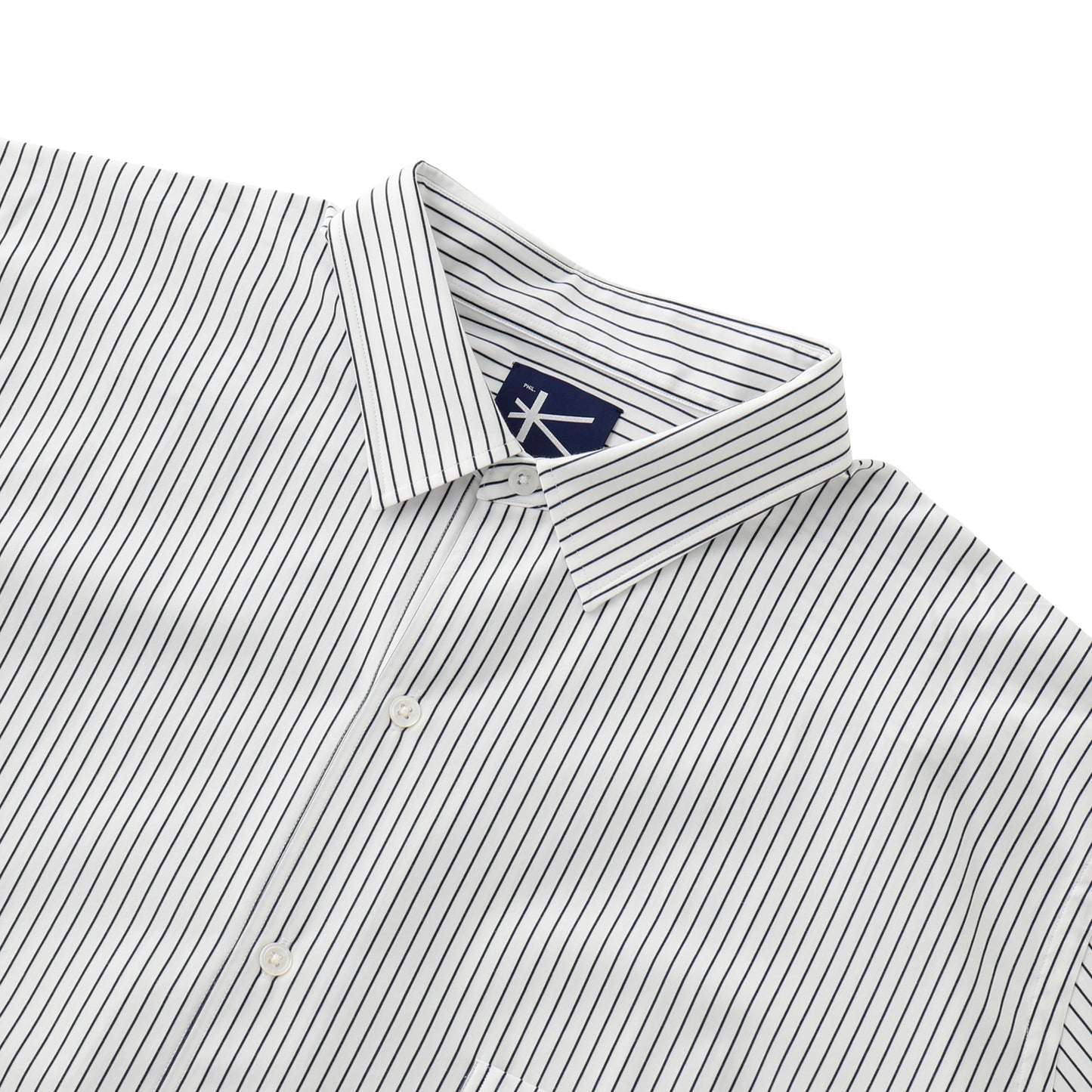 【15% OFF】KANEMASA PHIL.｜46G Atmosphere Stripe SS Shirt (WHITE NAVY)