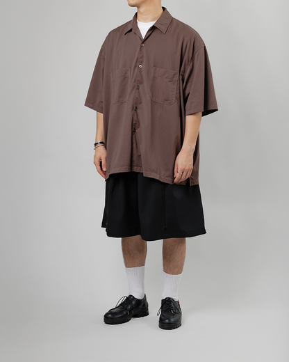 UNTRACE｜_263 KNEE SHORTS (BLACK / DARK BROWN)