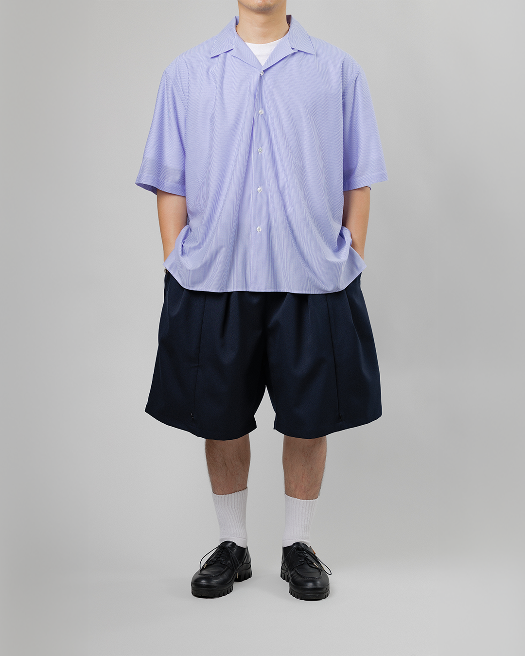 UNTRACE｜_263 KNEE SHORTS (DARK NAVY / OLIVE)