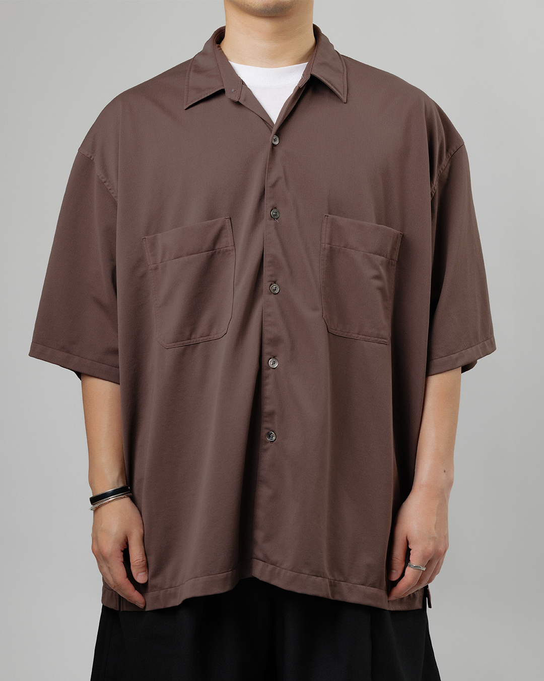 KANEMASA PHIL.｜36G Nylon Balise SS Shirt （BROWN DYE）