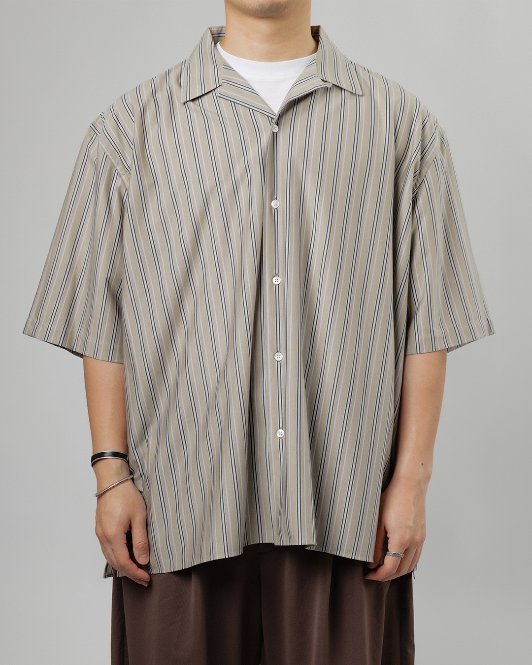 KANEMASA PHIL.｜46G Stripe Ether Shirt (PURPLE BLACK)