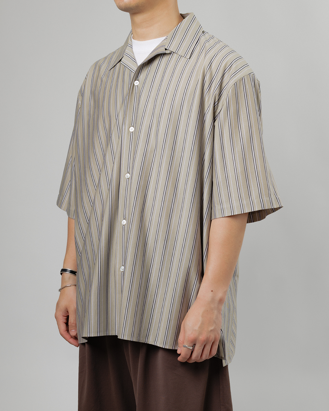 KANEMASA PHIL.｜46G Stripe Ether Shirt (PURPLE BLACK)