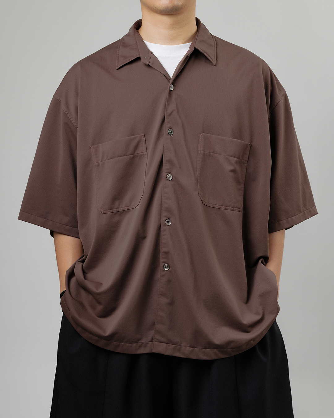 KANEMASA PHIL.｜36G Nylon Balise SS Shirt （BROWN DYE）