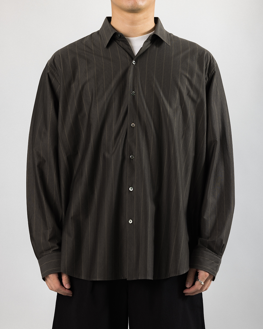 KANEMASA PHIL. 2025AW｜46G Atmosphere Stripe Shirt (GREY)
