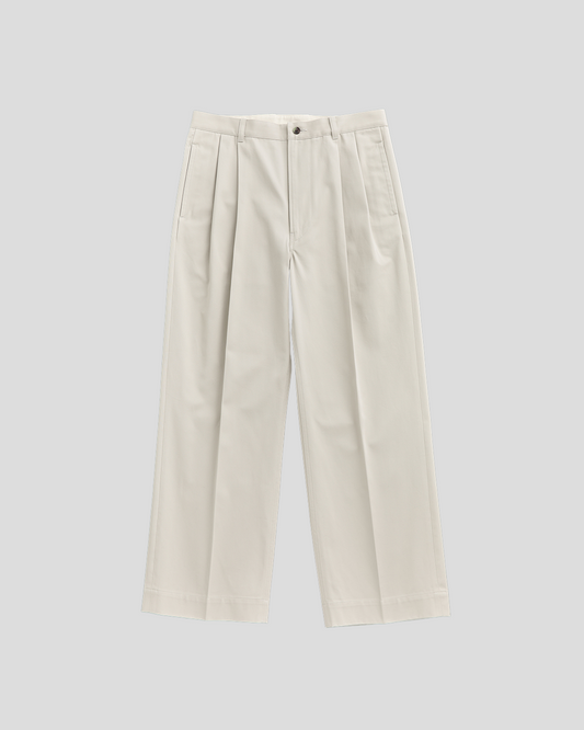 Schuray.｜Combed Cotton Chino Trousers (BEIGE)