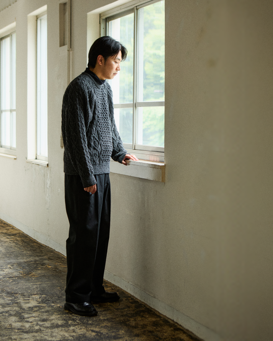 Schuray.｜Combed Cotton Chino Trousers (BLACK)