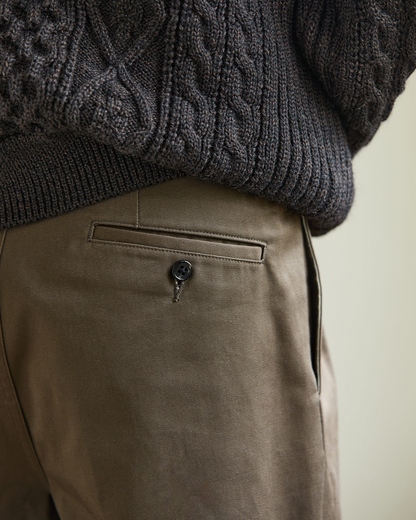 Schuray.｜Combed Cotton Chino Trousers (BROWN)