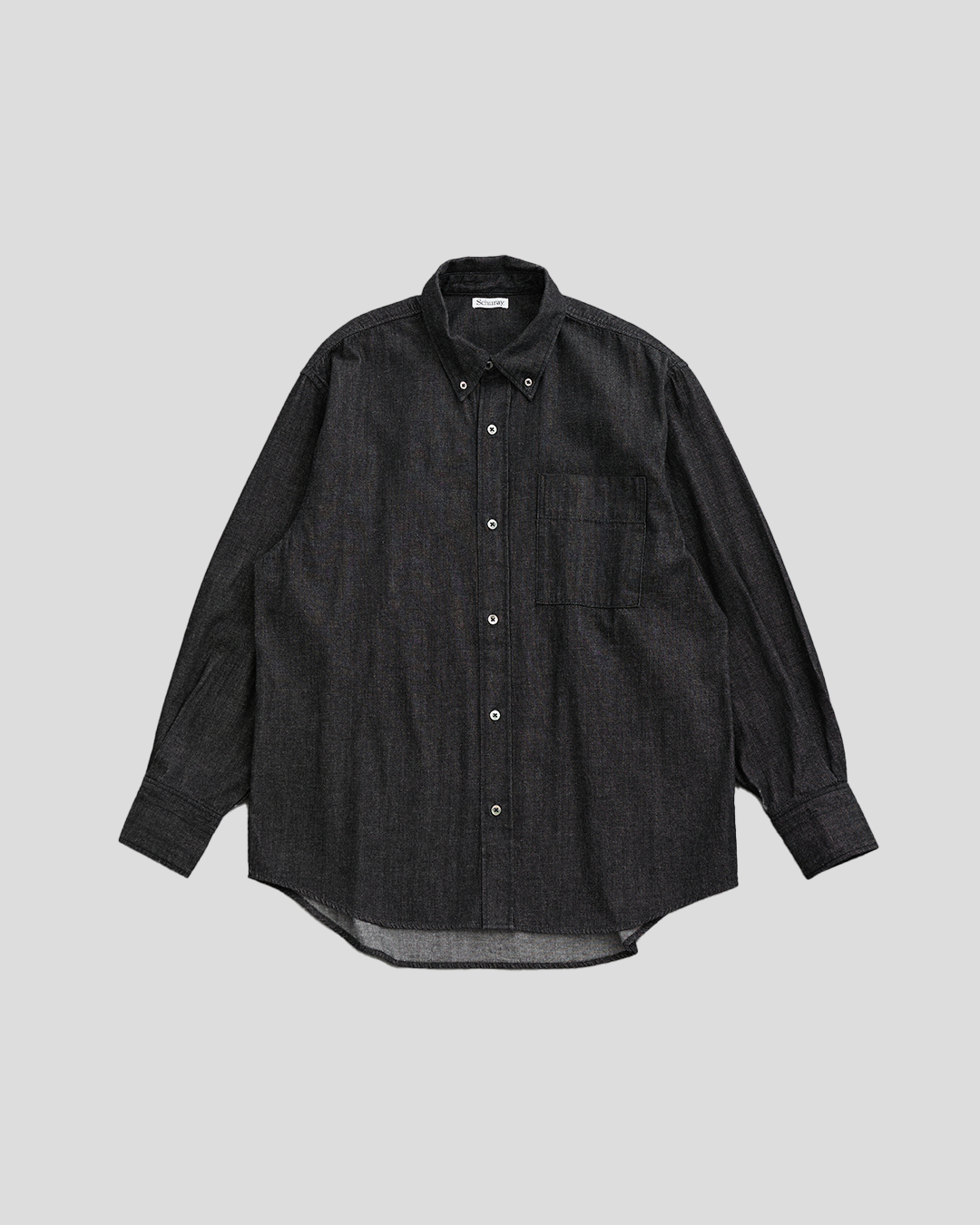 Schuray.｜Slab Denim Button-Down Shirt (BLACK)