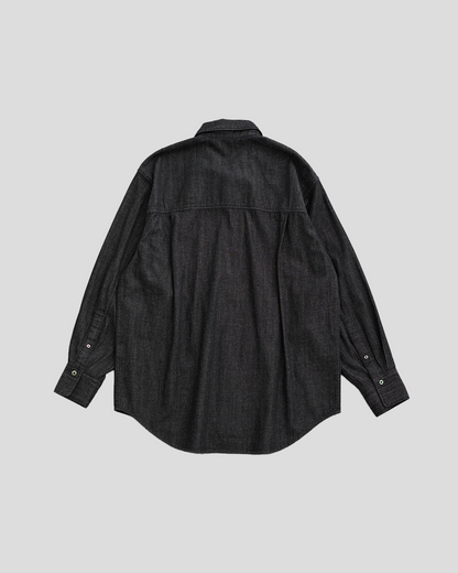 Schuray.｜Slab Denim Button-Down Shirt (BLACK)