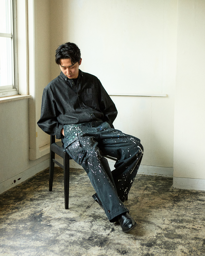 Schuray.｜Slab Denim Button-Down Shirt (BLACK)