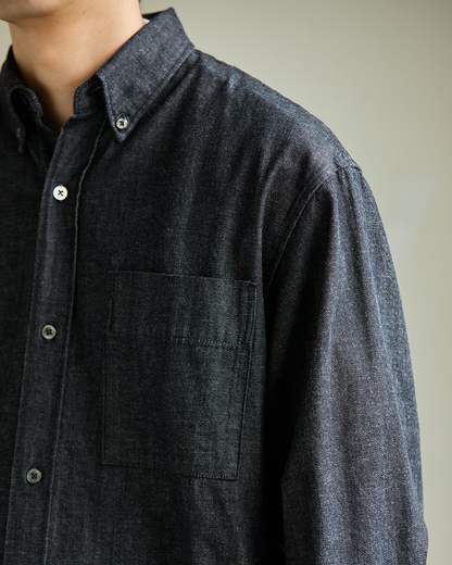 Schuray.｜Slab Denim Button-Down Shirt (BLACK)