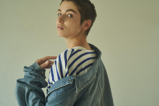tsuzuli｜BSQ BOAT NECK LONG SLEEVE (WHITE/BLUE) - IKKOKU SHOP