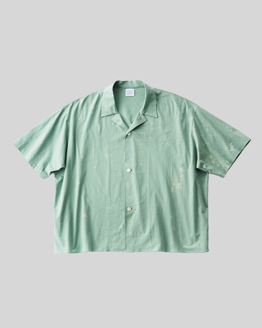GGG｜Super High Gauge Jersey Wax Resist Dye Open Collar Half Sleeve Shirt (SAGE GREEN)