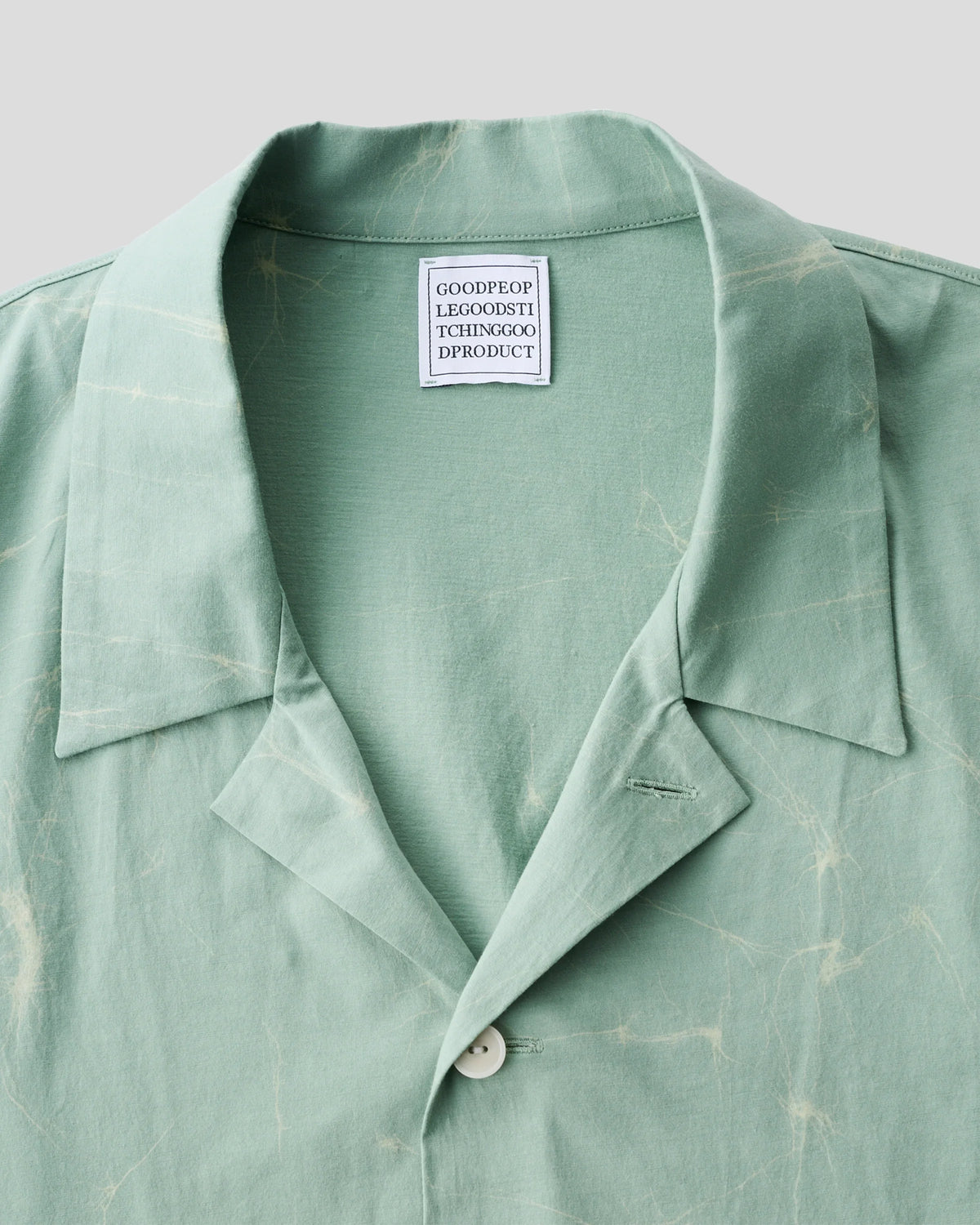 GGG｜Super High Gauge Jersey Wax Resist Dye Open Collar Half Sleeve Shirt (SAGE GREEN)
