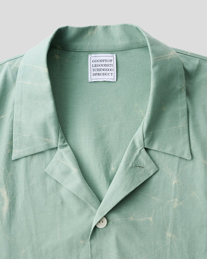 GGG｜Super High Gauge Jersey Wax Resist Dye Open Collar Half Sleeve Shirt (SAGE GREEN)