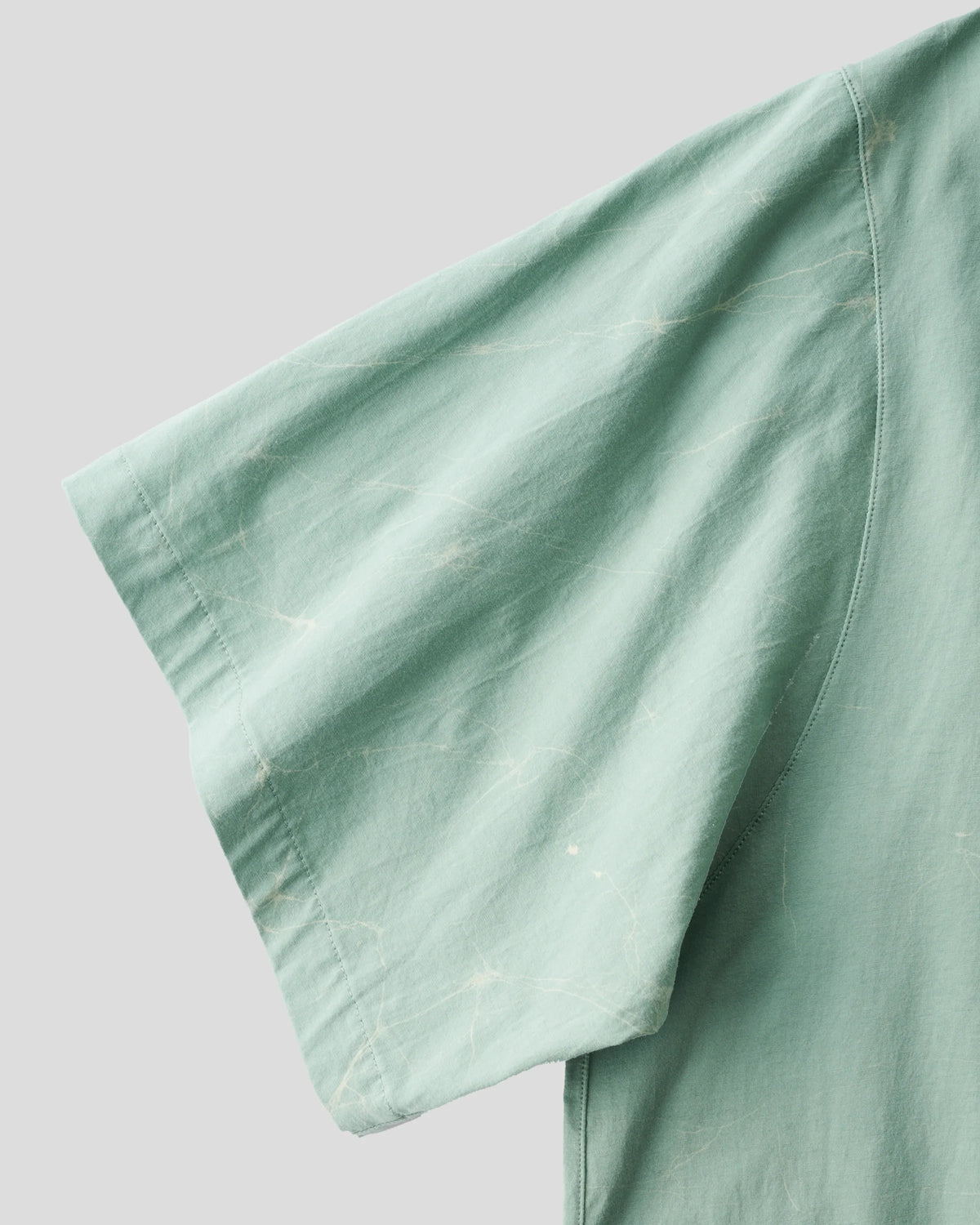 GGG｜Super High Gauge Jersey Wax Resist Dye Open Collar Half Sleeve Shirt (SAGE GREEN)