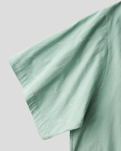 GGG｜Super High Gauge Jersey Wax Resist Dye Open Collar Half Sleeve Shirt (SAGE GREEN)