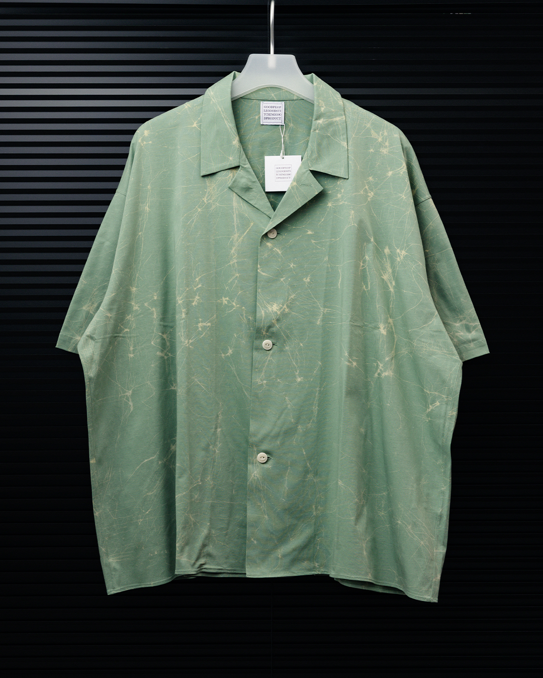 GGG｜Super High Gauge Jersey Wax Resist Dye Open Collar Half Sleeve Shirt (SAGE GREEN)
