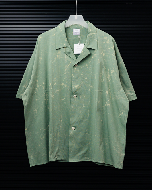 GGG｜Super High Gauge Jersey Wax Resist Dye Open Collar Half Sleeve Shirt (SAGE GREEN)