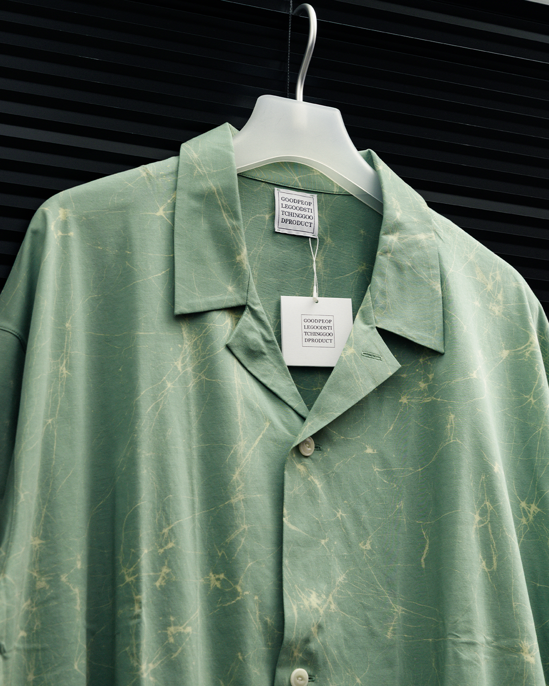 GGG｜Super High Gauge Jersey Wax Resist Dye Open Collar Half Sleeve Shirt (SAGE GREEN)