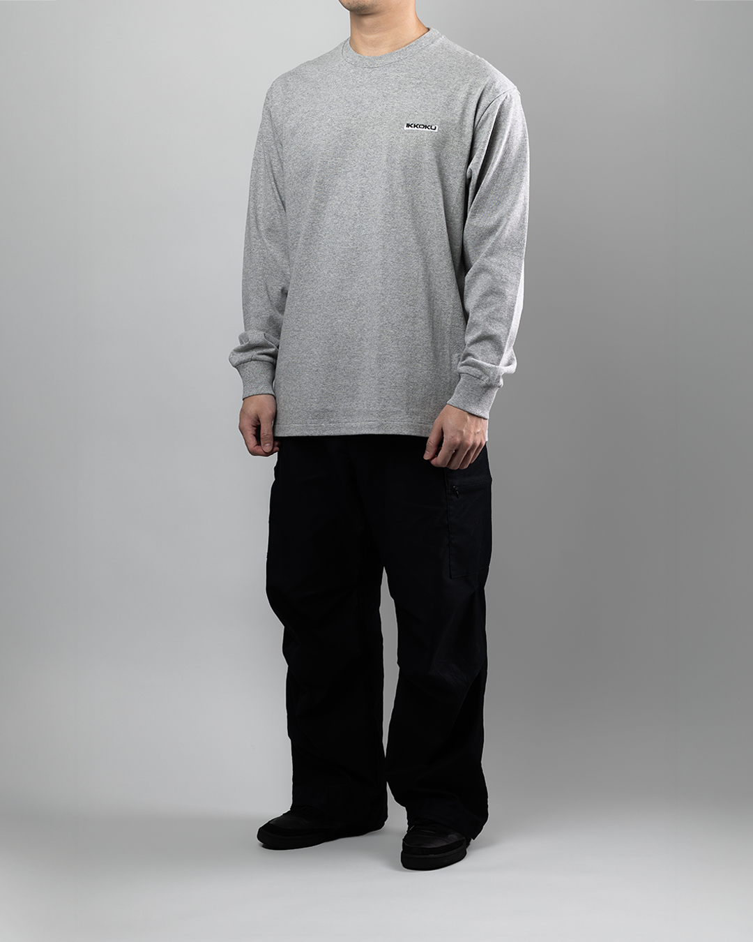 【3.8 Sun. IN STOCK】IKKOKU｜Embroidery Logo L/S Tee (HEATHER GREY)