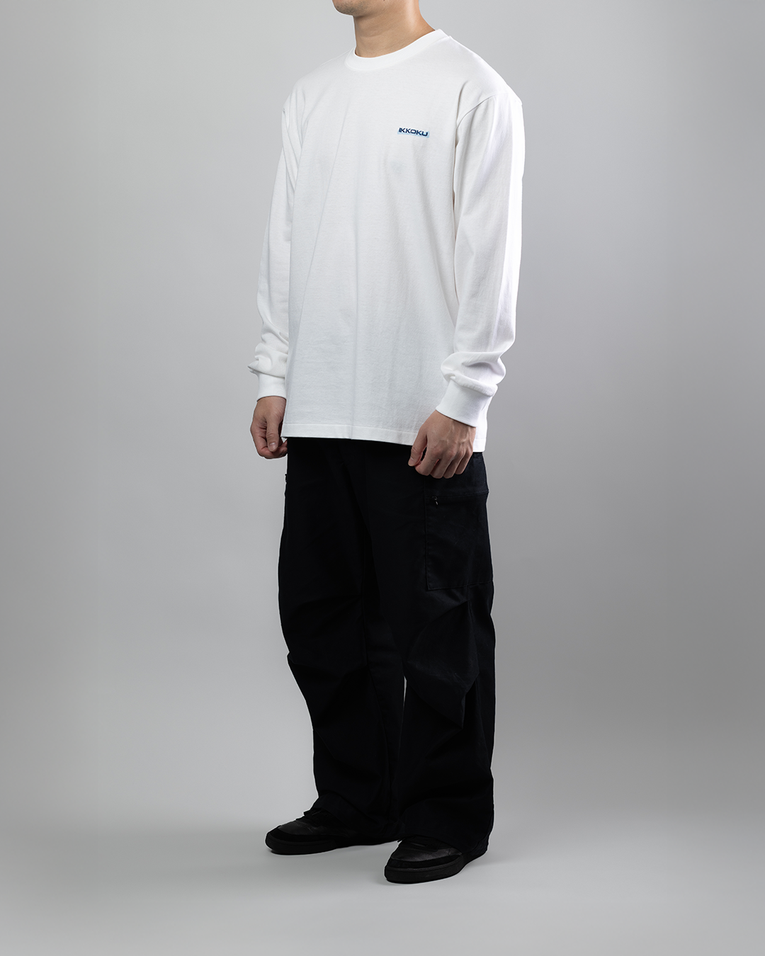 【3.8 Sun. IN STOCK】IKKOKU｜Embroidery Logo L/S Tee (WHITE)