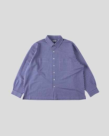 KANEMASA PHIL.｜36G Wool Check Balise Shirt (BLUE WHITE)