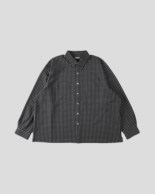KANEMASA PHIL.｜36G Wool Check Balise Shirt (BLACK WHITE)