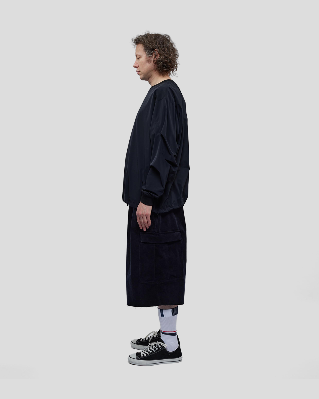 UNTRACE｜_302 Cropped Cargo Pants (DARK NAVY)