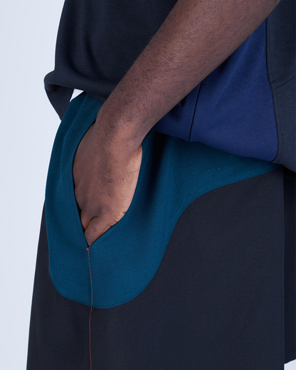 UNTRACE｜_271 LEISURE SHORTS (BLACK MULTI)