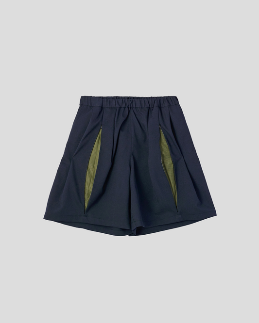 UNTRACE｜_263 KNEE SHORTS (DARK NAVY / OLIVE)