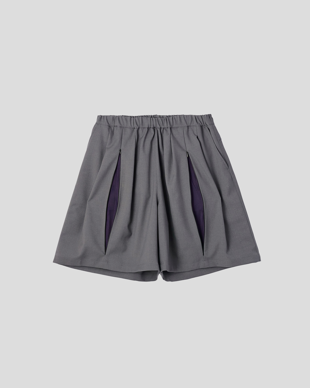 UNTRACE｜_263 KNEE SHORTS (CHARCOAL / DEEP PURPLE)
