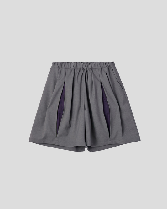 UNTRACE｜_263 KNEE SHORTS (CHARCOAL / DEEP PURPLE)