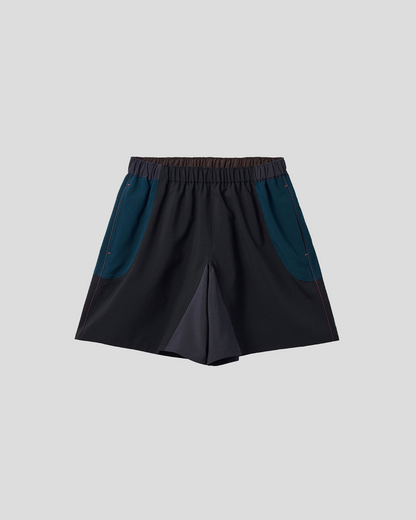 UNTRACE｜_271 LEISURE SHORTS (BLACK MULTI)
